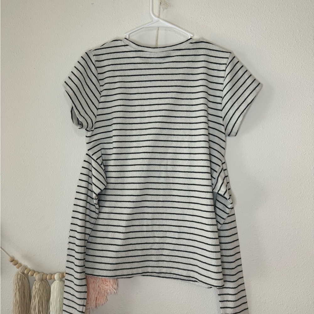 A Pea in the Pod Black and White Striped Short Sleeve Tee - Picture 2 of 3
